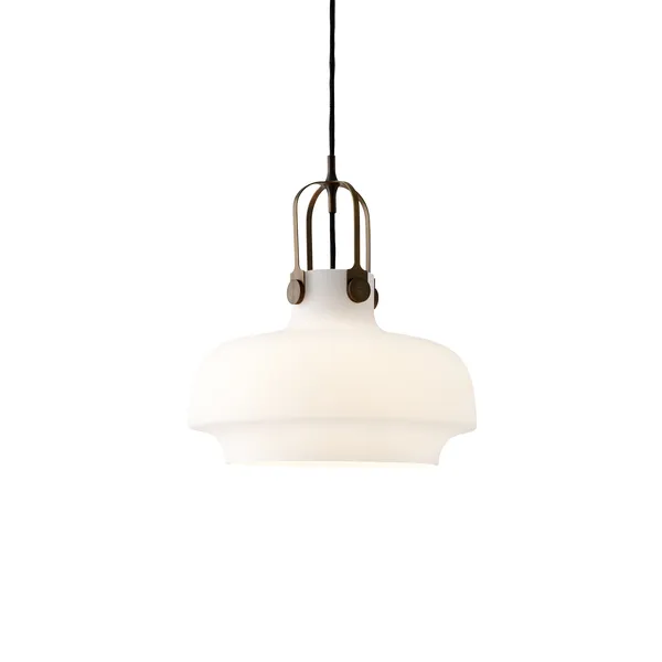 Copenhagen SC7 Lámpara Colgante de Cristal Opalino y Latón Bronceado