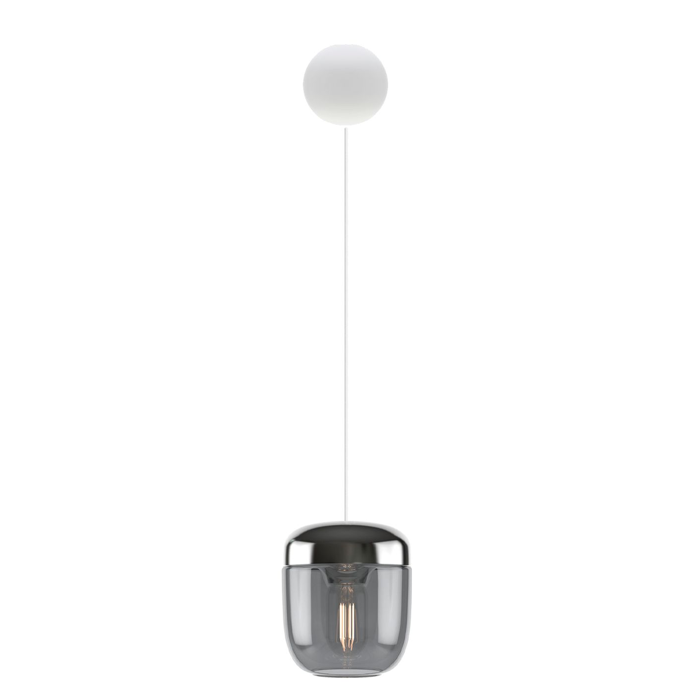 Umage Acorn Cannonball, lámpara de suspensión en blanco ahumado/acero