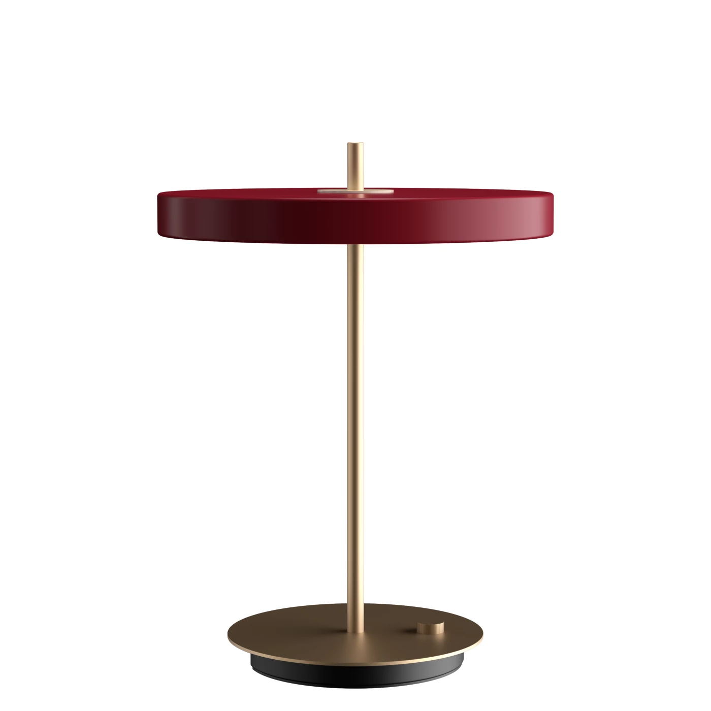 Umage Asteria, lámpara de sobremesa LED cabeza rojo rubí/base latón