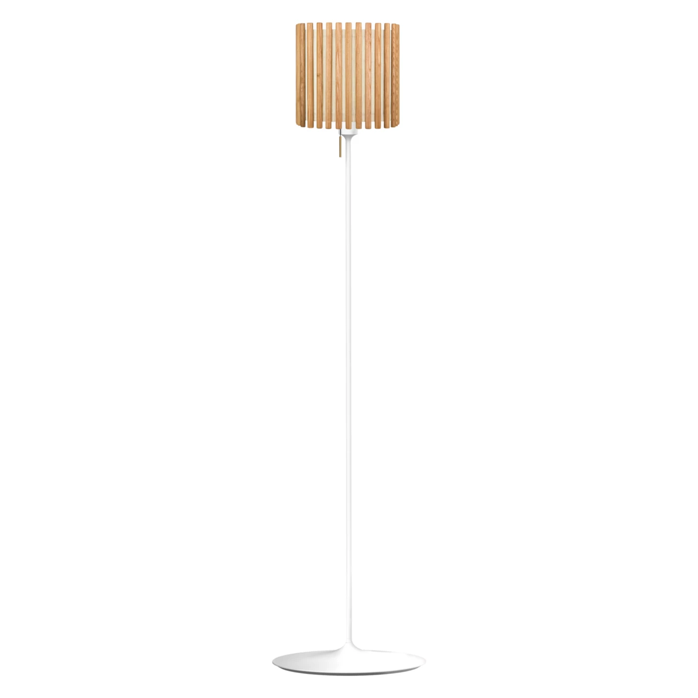 Umage Komorebi Santé, lámpara de pie pantalla roble natural/base blanco - 27,5 x 27,5 cm