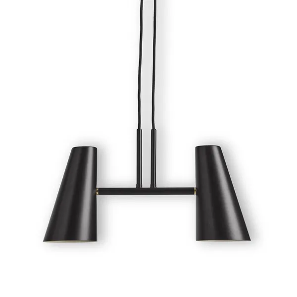 Cono Lámpara Colgante Negro 2 Pantallas