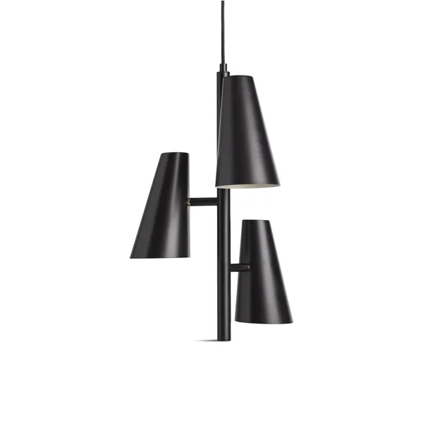 Cono Lámpara Colgante Negro 3 Pantallas