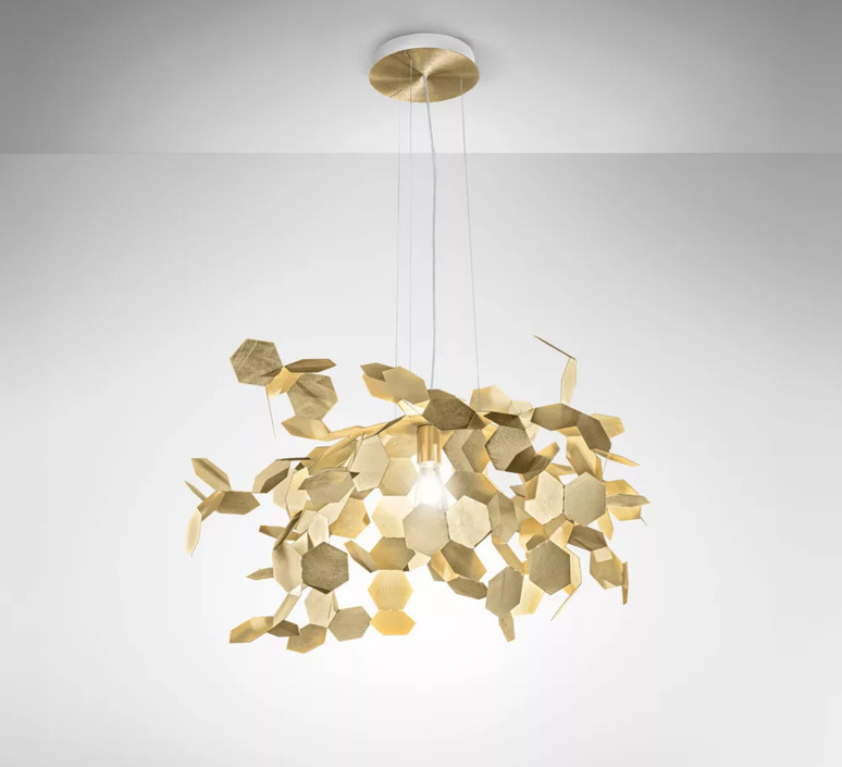 Lámpara colgante, Andrómeda, latón, Ø90cm, H60cm - Zava